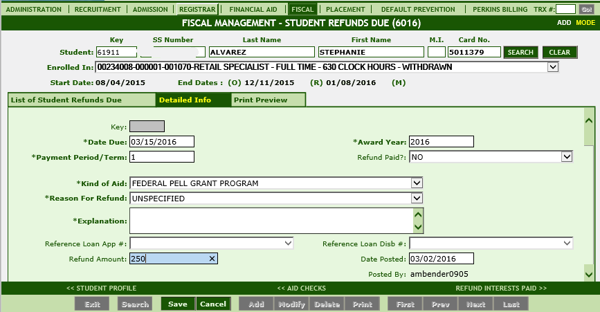 Student loan refund payment